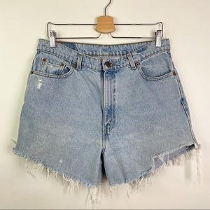 Vintage Levi's Shorts High Waisted Light Wash Distressed Denim 512
